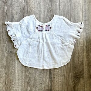 GapKids Boho White Embroidered Blouse in Sz XS (4-5)